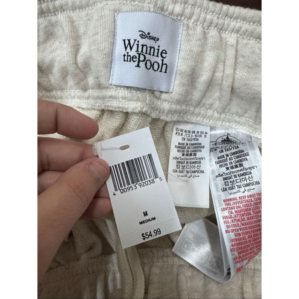 NWT Disney Winnie The Pooh Wide Leg Beige Sweatpants Size Medium - Picture 8 of 11